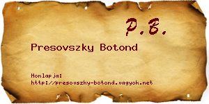 Presovszky Botond névjegykártya
